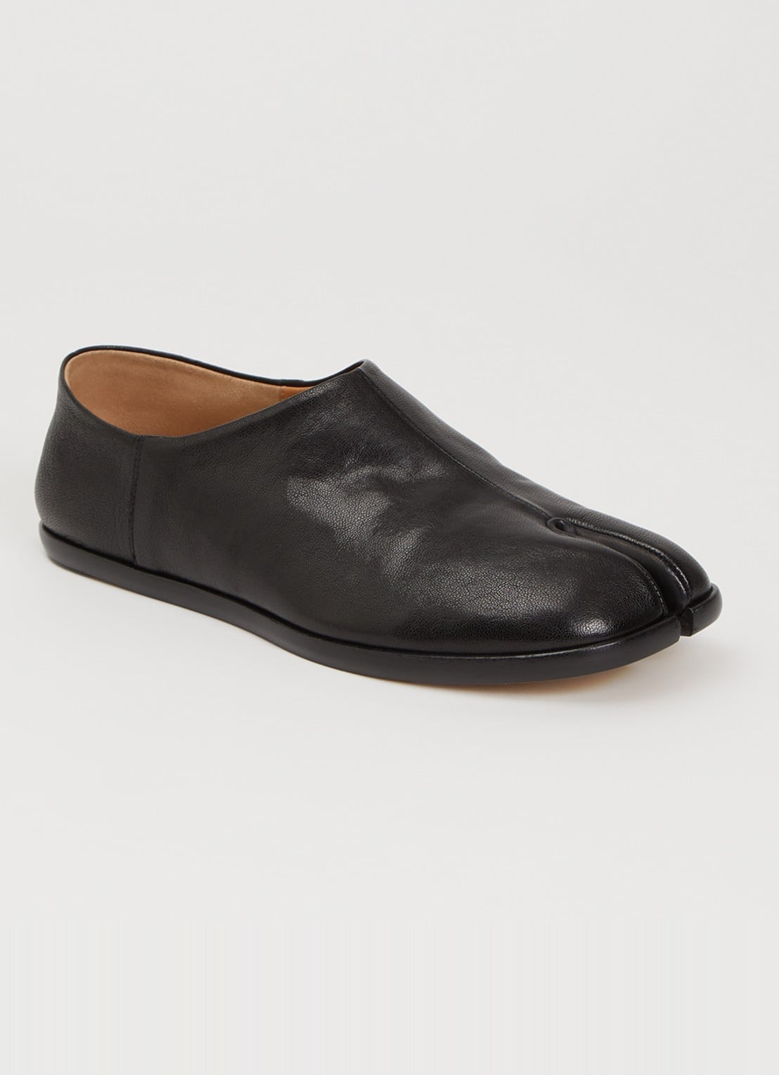 Maison Margiela Tabi Babouche slip-on van leer - voorkant zwart