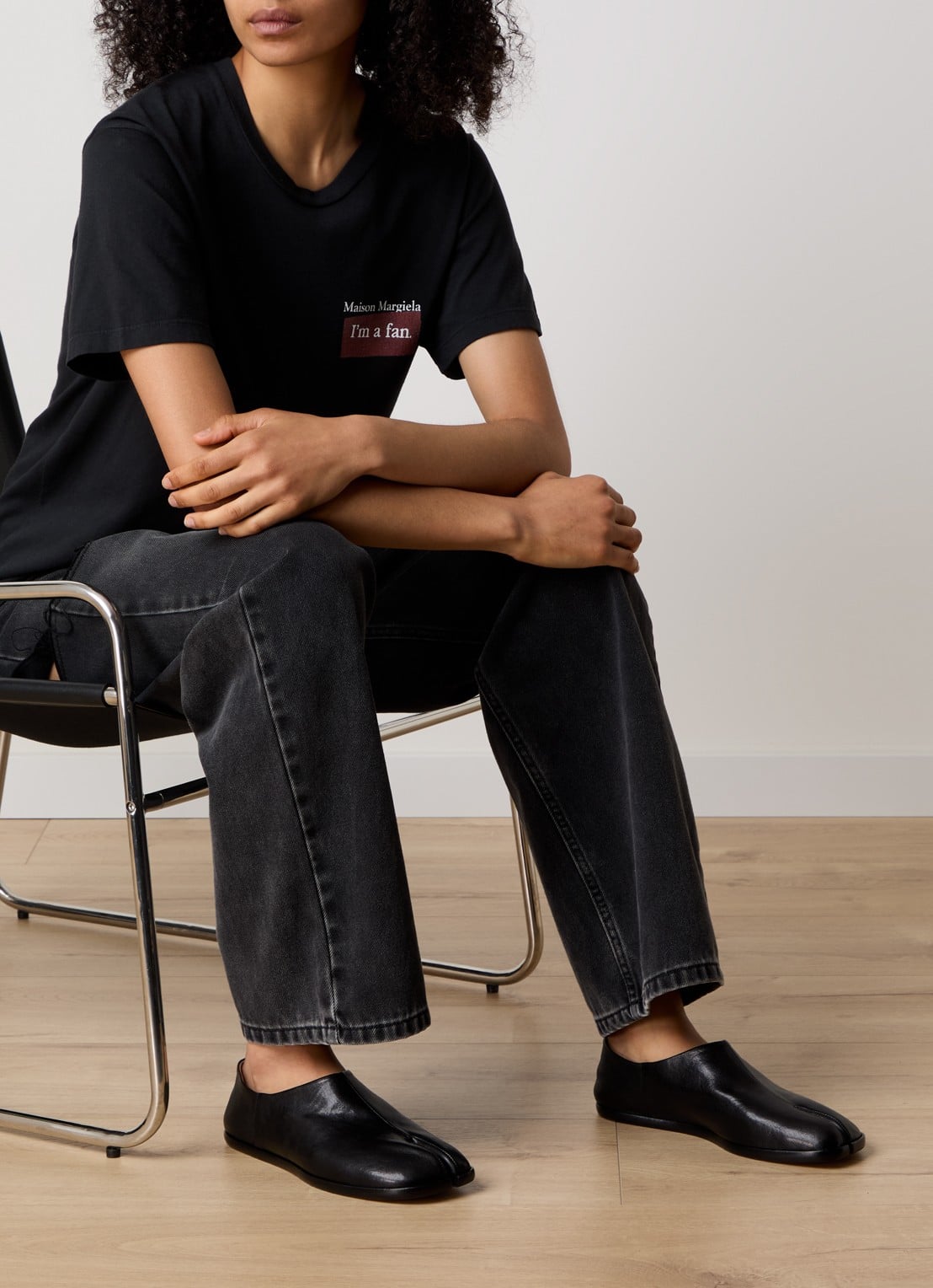 Maison Margiela Tabi Babouche slip-on van leer - voorkant 2 zwart