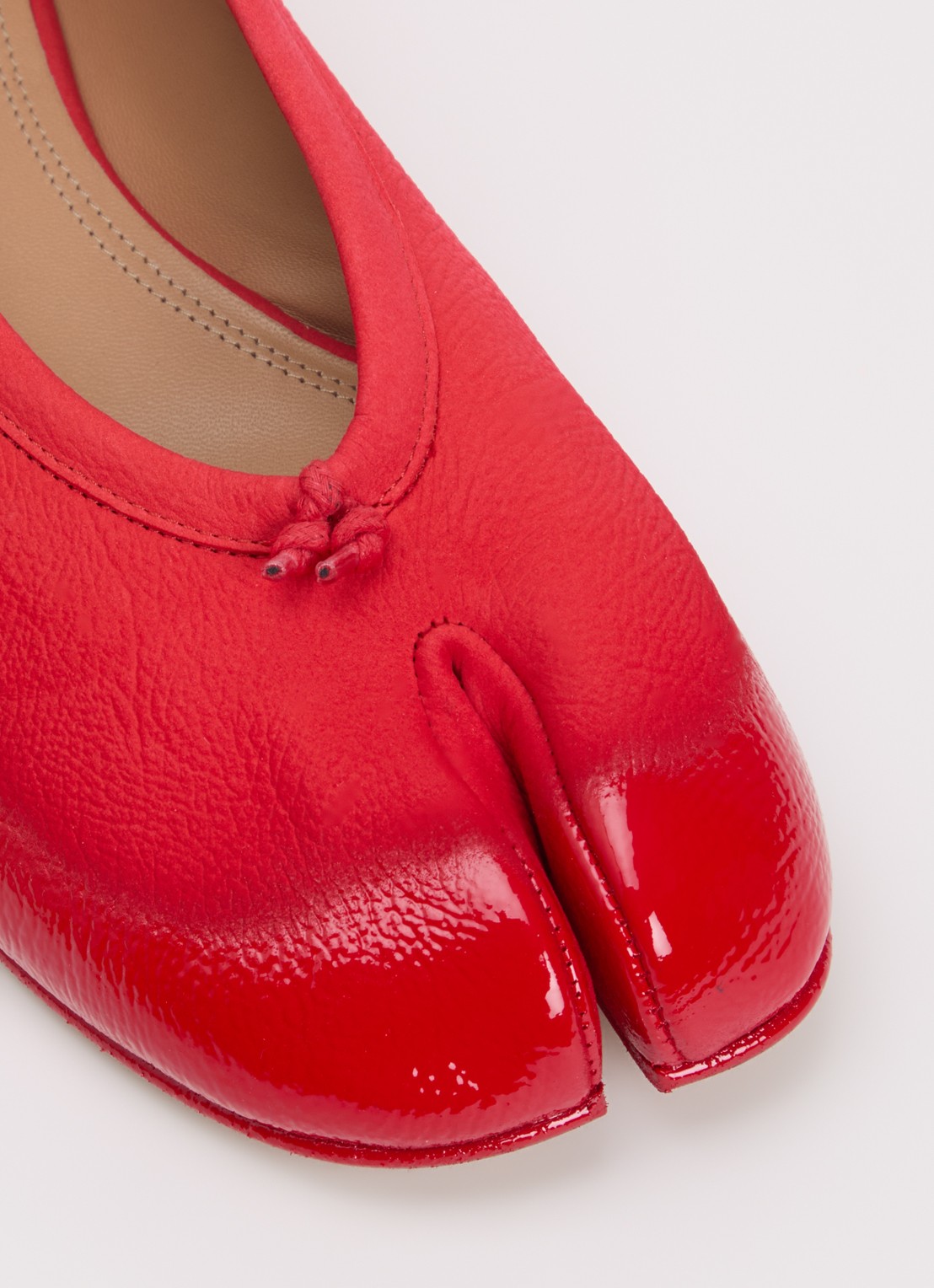 Maison Margiela Tabi ballerina van kalfsleer - detail 4 rood