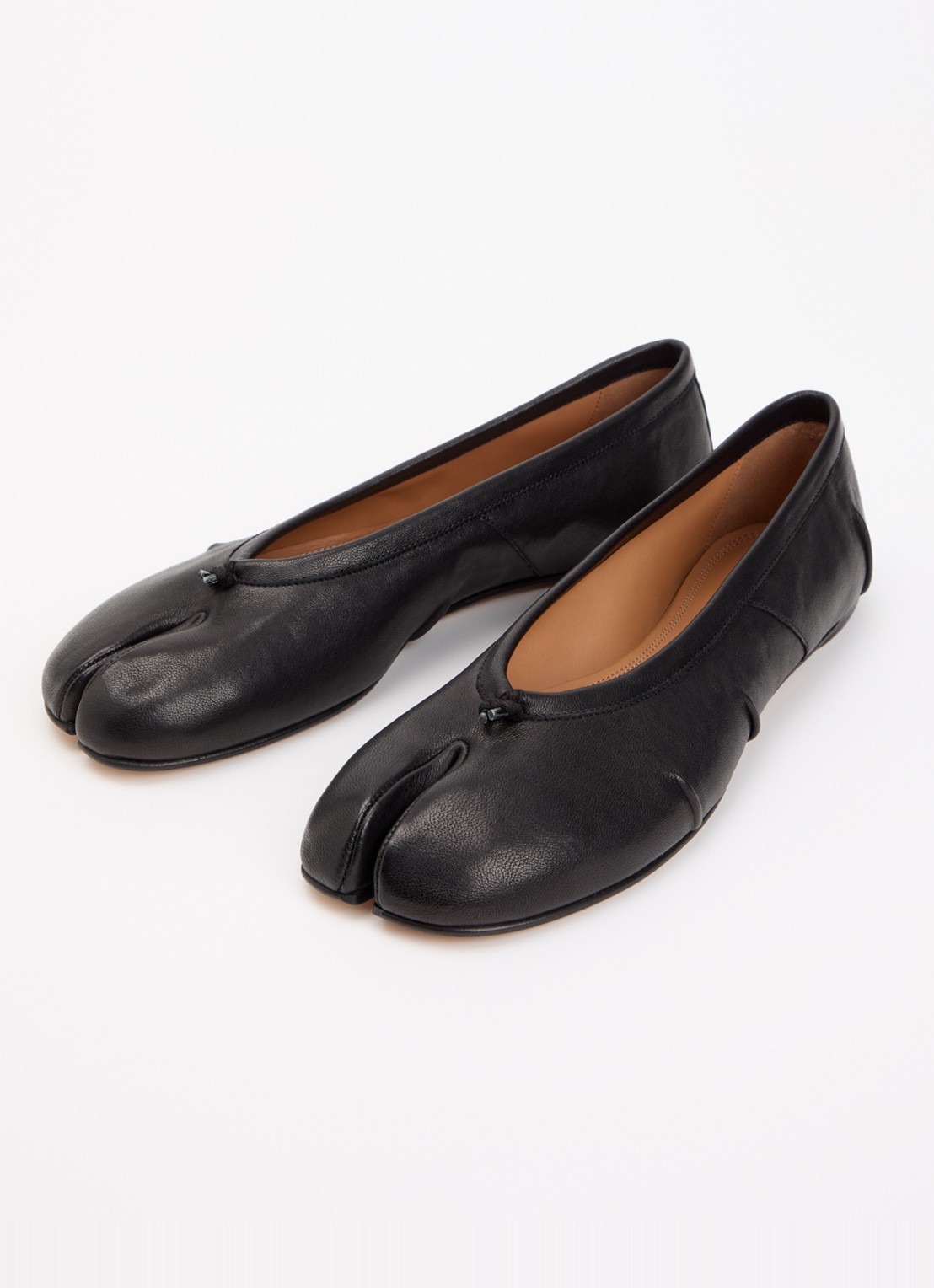 Maison Margiela Tabi ballerina van kalfsleer - detail zwart