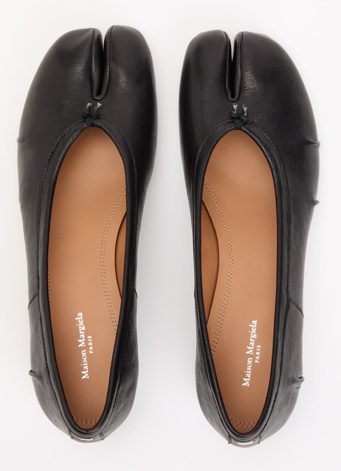 Maison Margiela Tabi ballerina van leer - detail 4 zwart