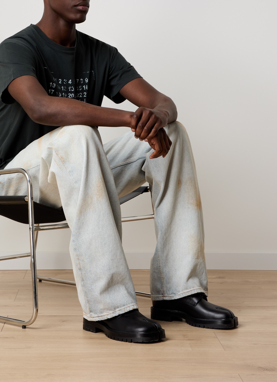 Maison Margiela Tabi County veterschoen van kalfsleer - voorkant 2 zwart