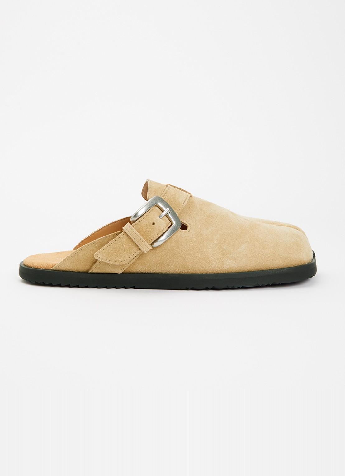 Maison Margiela Tabi Daily muiltje van kalfssuède - voorkant beige
