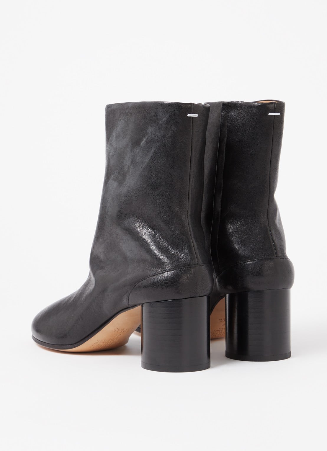 Maison Margiela Tabi enkellaarsje van leer - achterkant zwart