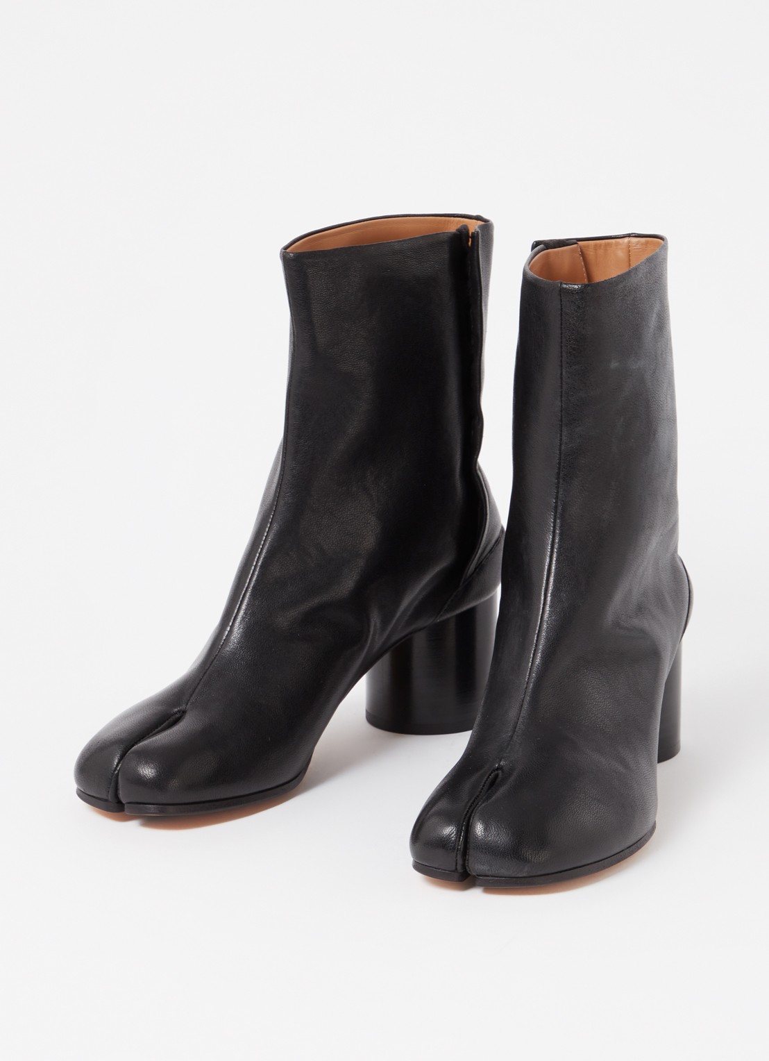 Maison Margiela Tabi enkellaarsje van leer - detail 4 zwart