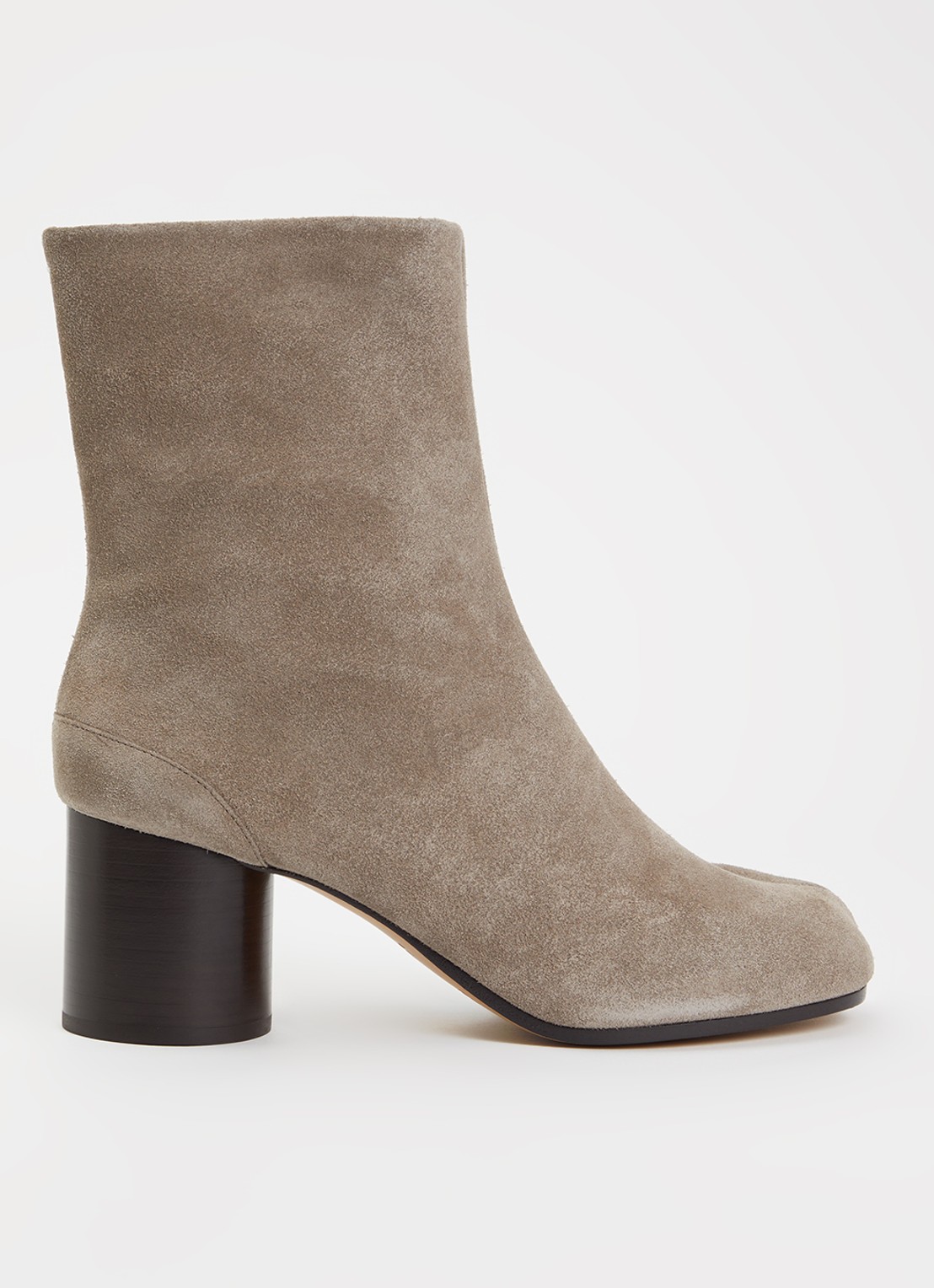 Maison Margiela Tabi enkellaarsje van leer - voorkant 5 taupe