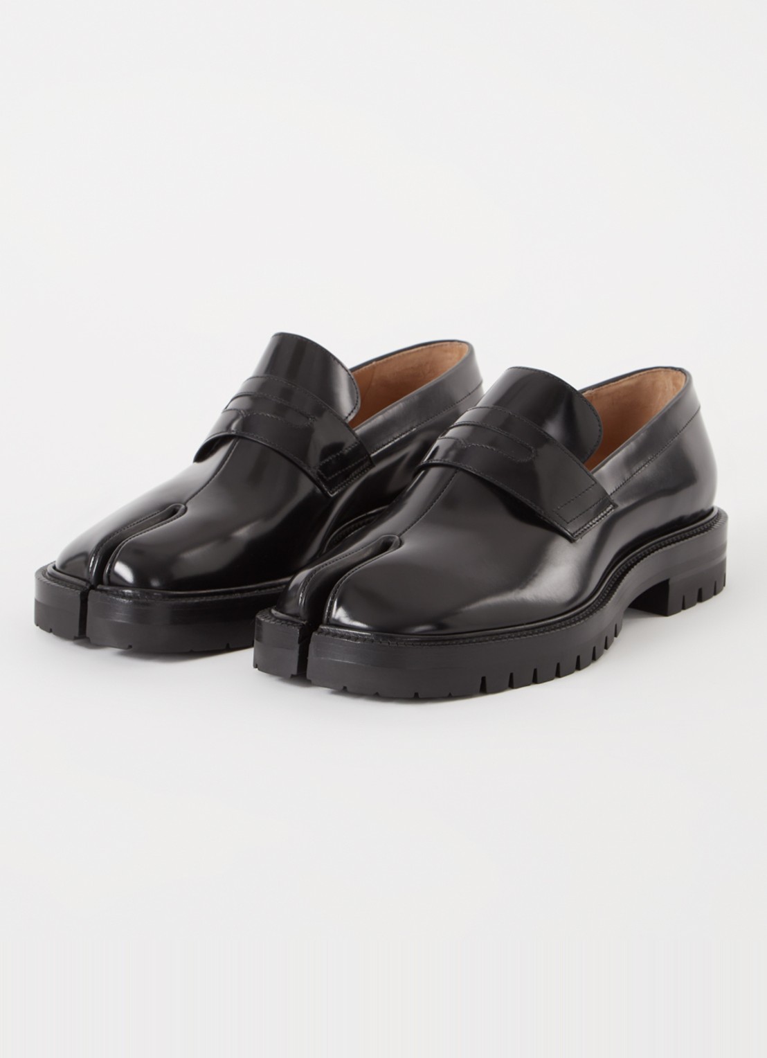 Maison Margiela Tabi loafer van kalfsleer - detail zwart