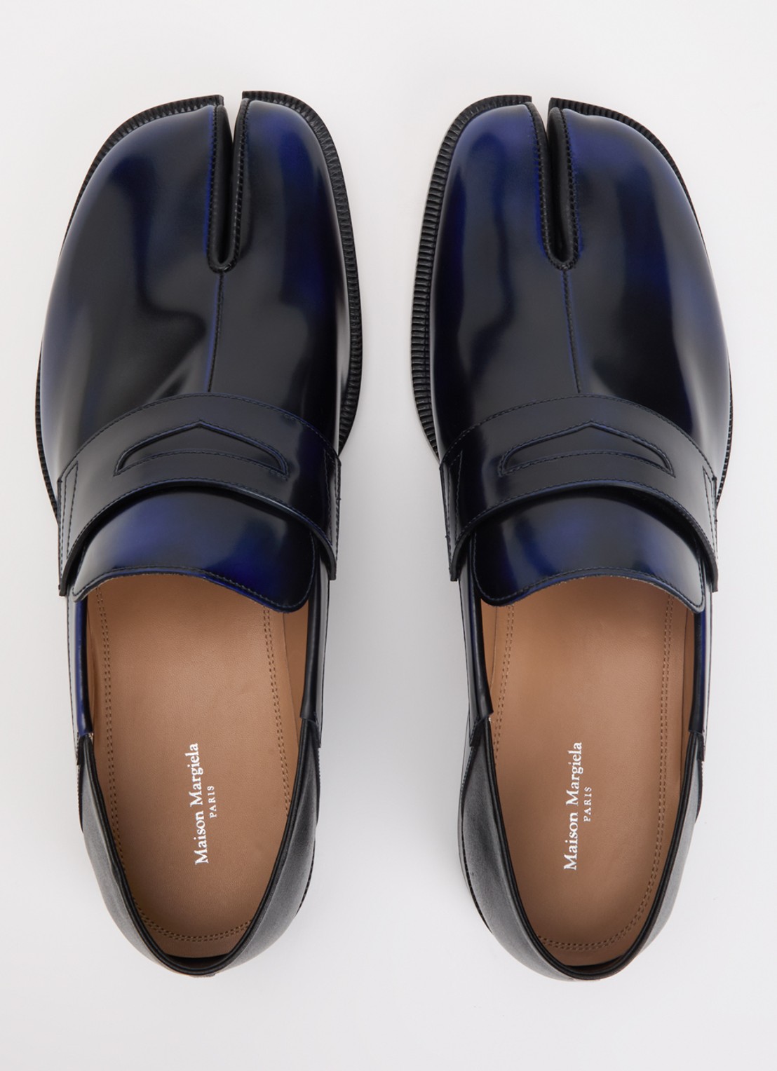 Maison Margiela Tabi loafer van kalfsleer - detail 3 donkerblauw