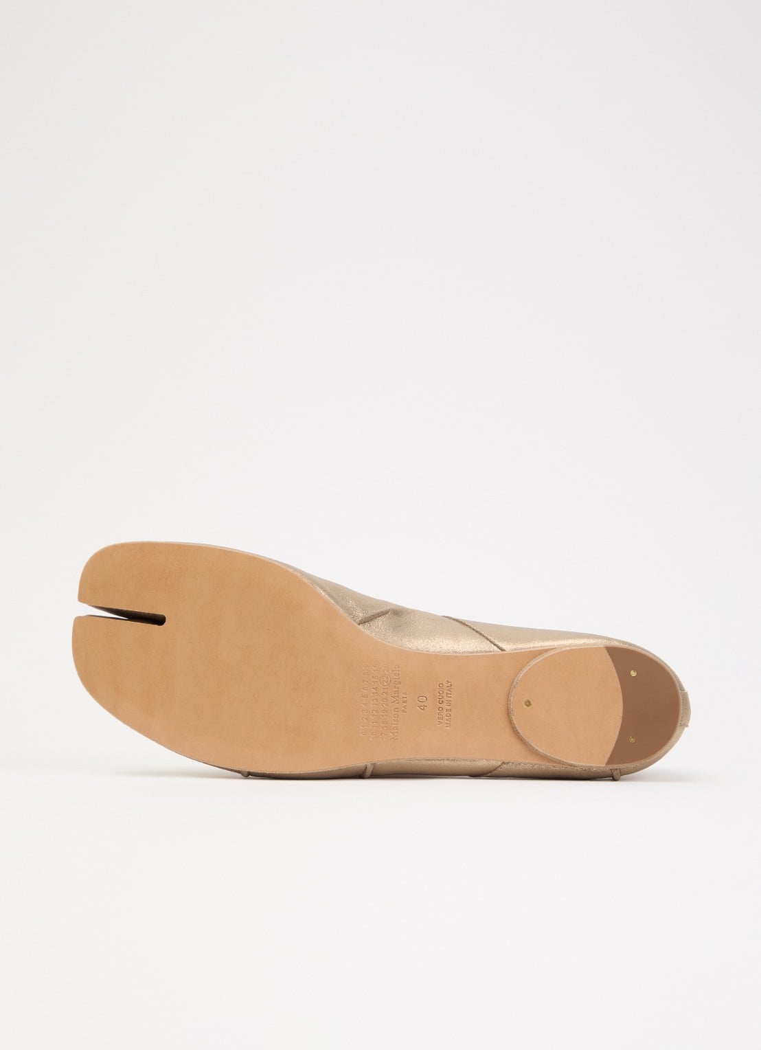 Maison Margiela Tabi New ballerina van geitenleer met metallic finish - detail 4 goud