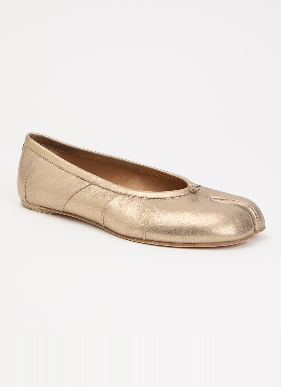 Maison Margiela Tabi New ballerina van geitenleer met metallic finish - voorkant 6 goud