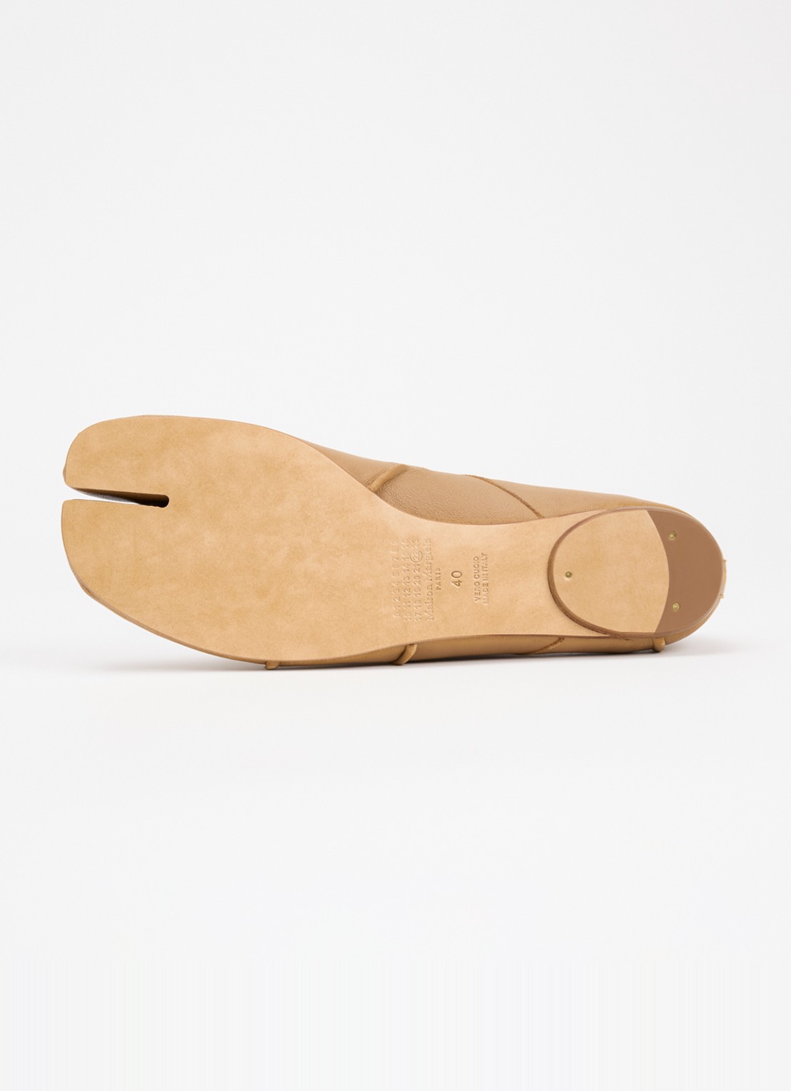 Maison Margiela Tabi New ballerina van lamsleer - detail 5 lichtbruin