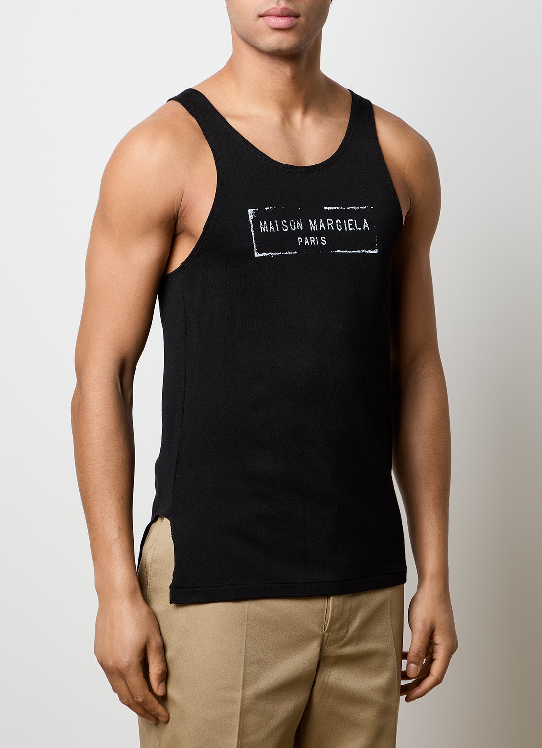 Maison Margiela Tanktop met logoprint - detail zwart