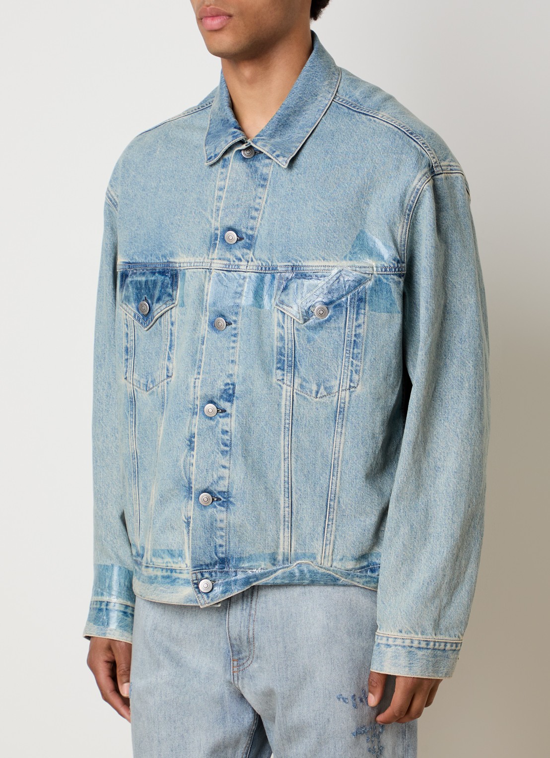 Maison Margiela Tape spijkerjas met steekzakken - detail 4 blauw