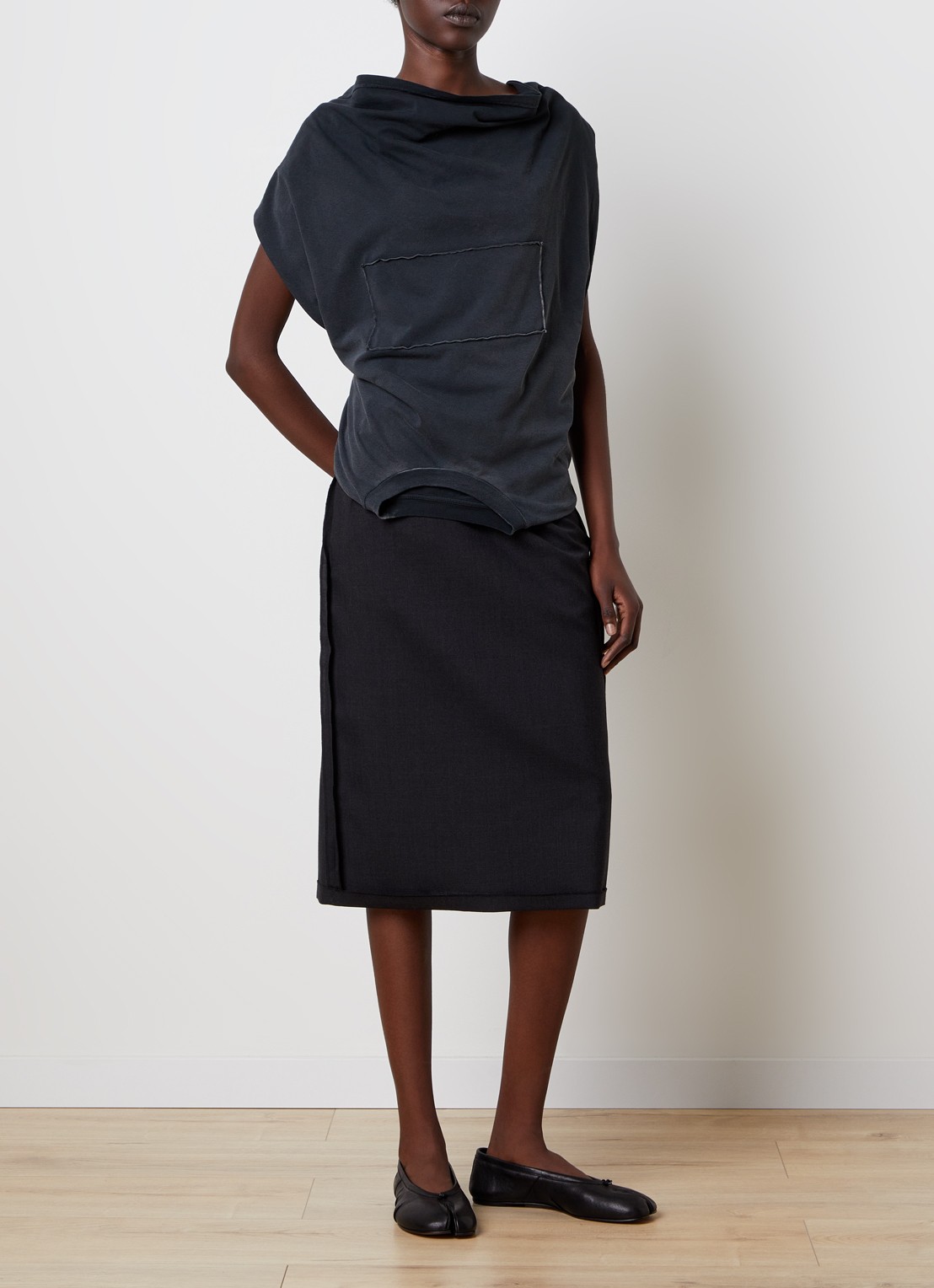 Maison Margiela Top met asymmetrische hals - voorkant 5 zwart