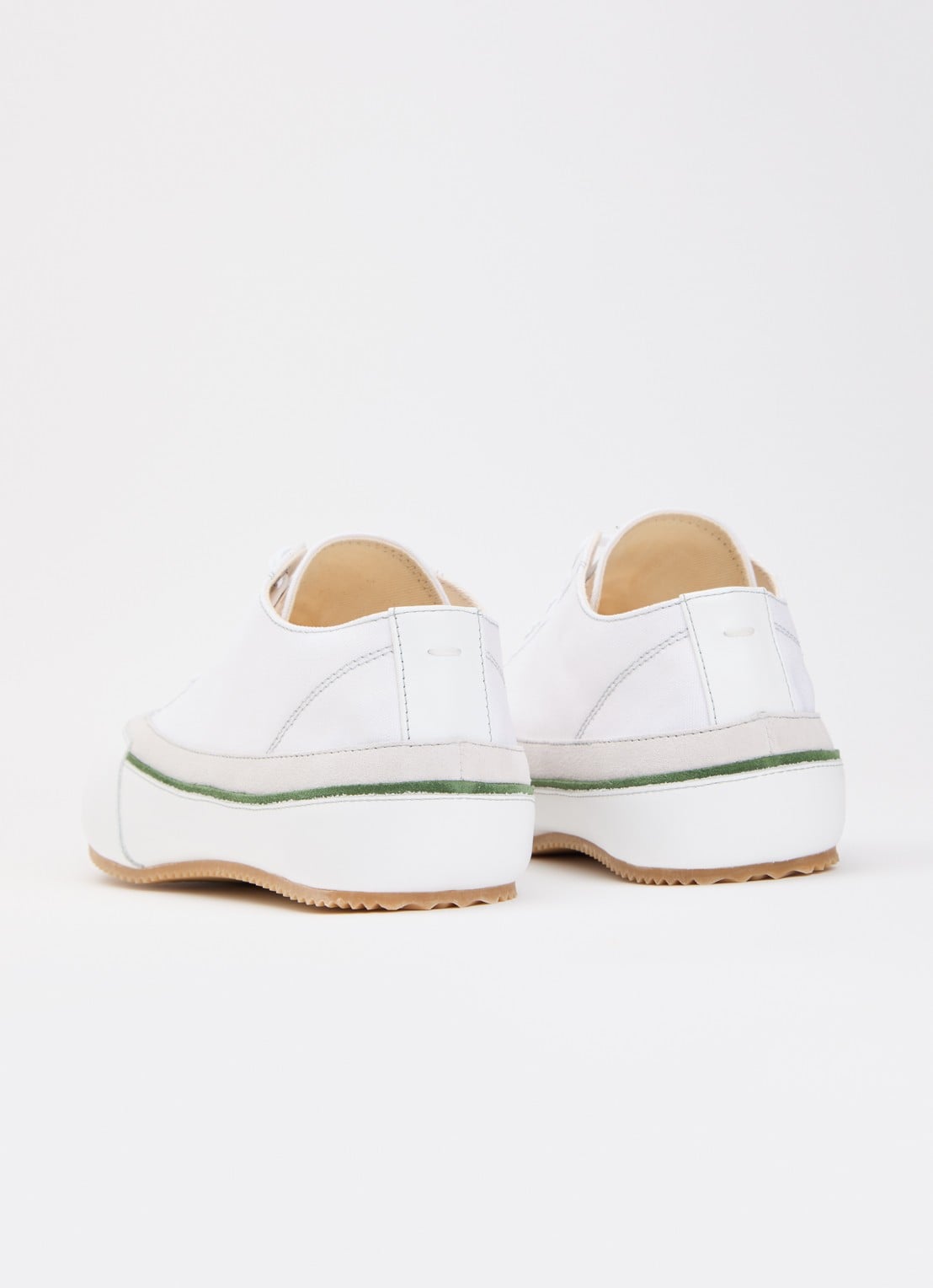Maison Margiela Traveler sneaker van canvas met kalfsleren details - achterkant 2 gebroken wit