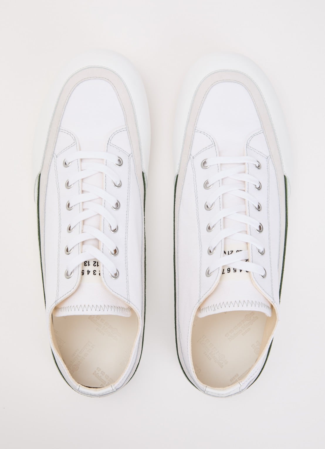 Maison Margiela Traveler sneaker van canvas met kalfsleren details - detail 4 gebroken wit