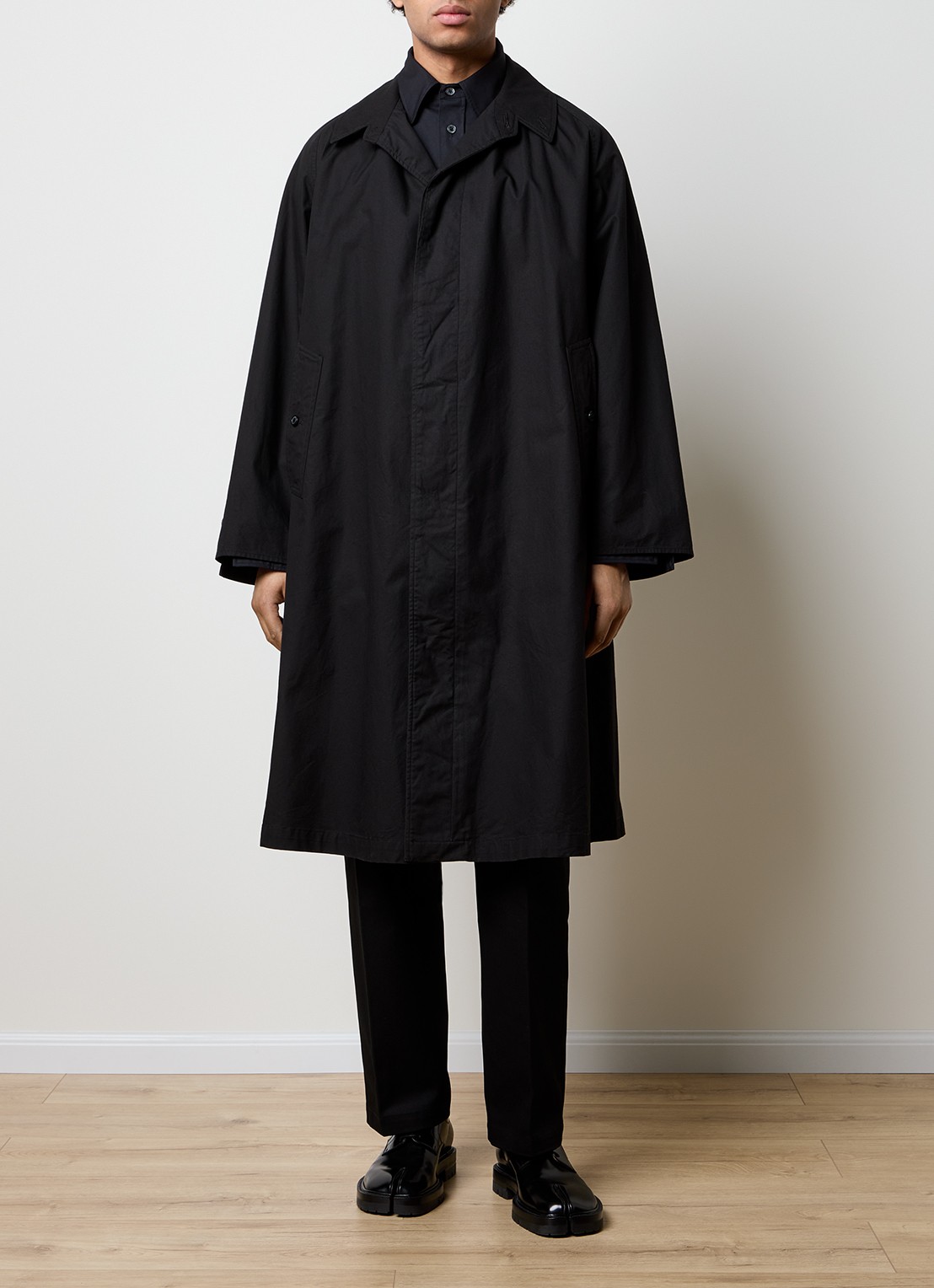 Maison Margiela Trenchcoat met steekzakken - detail zwart