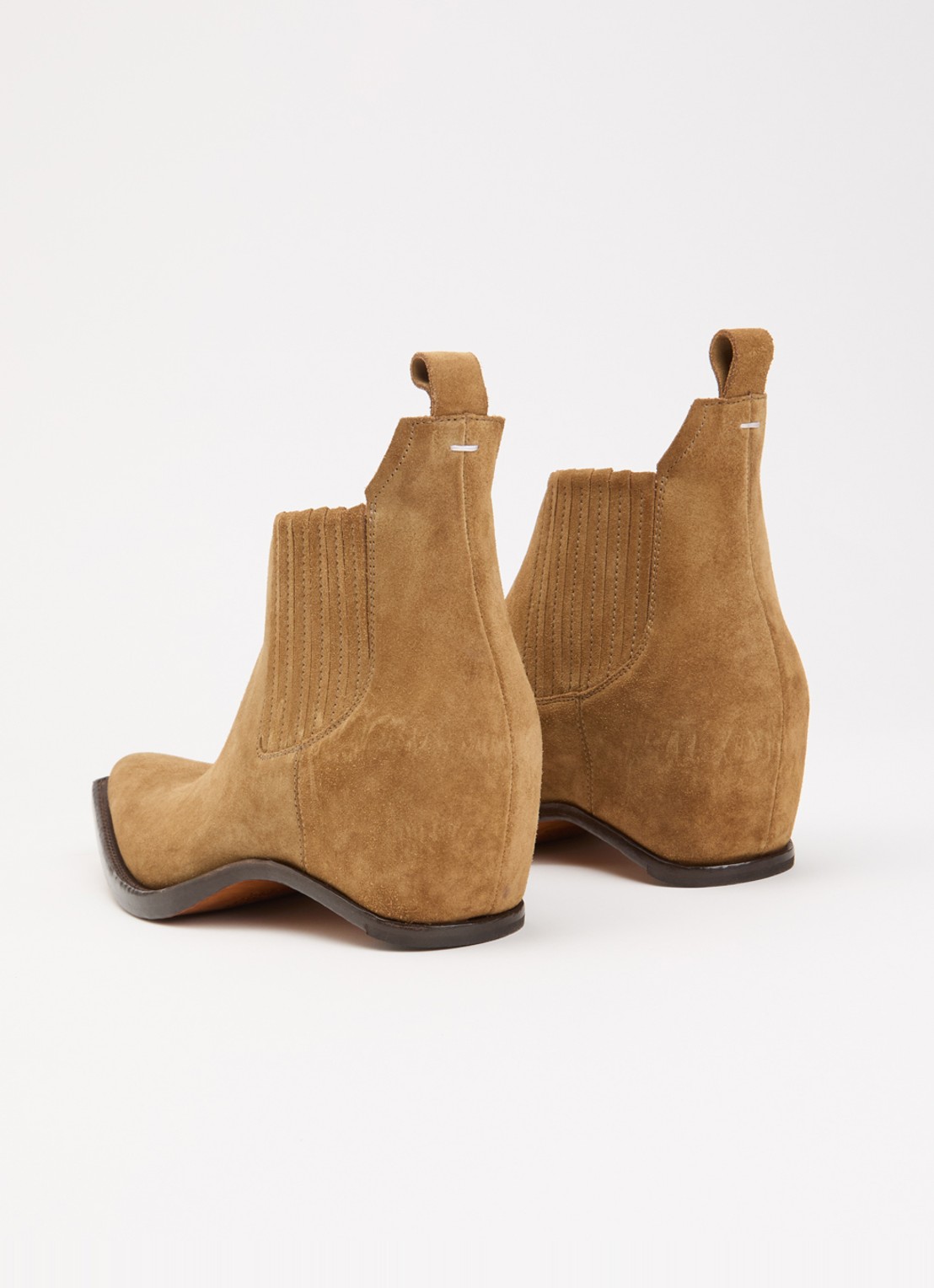 Maison Margiela Western Chelsea boot van suéde  - achterkant 5 lichtbruin