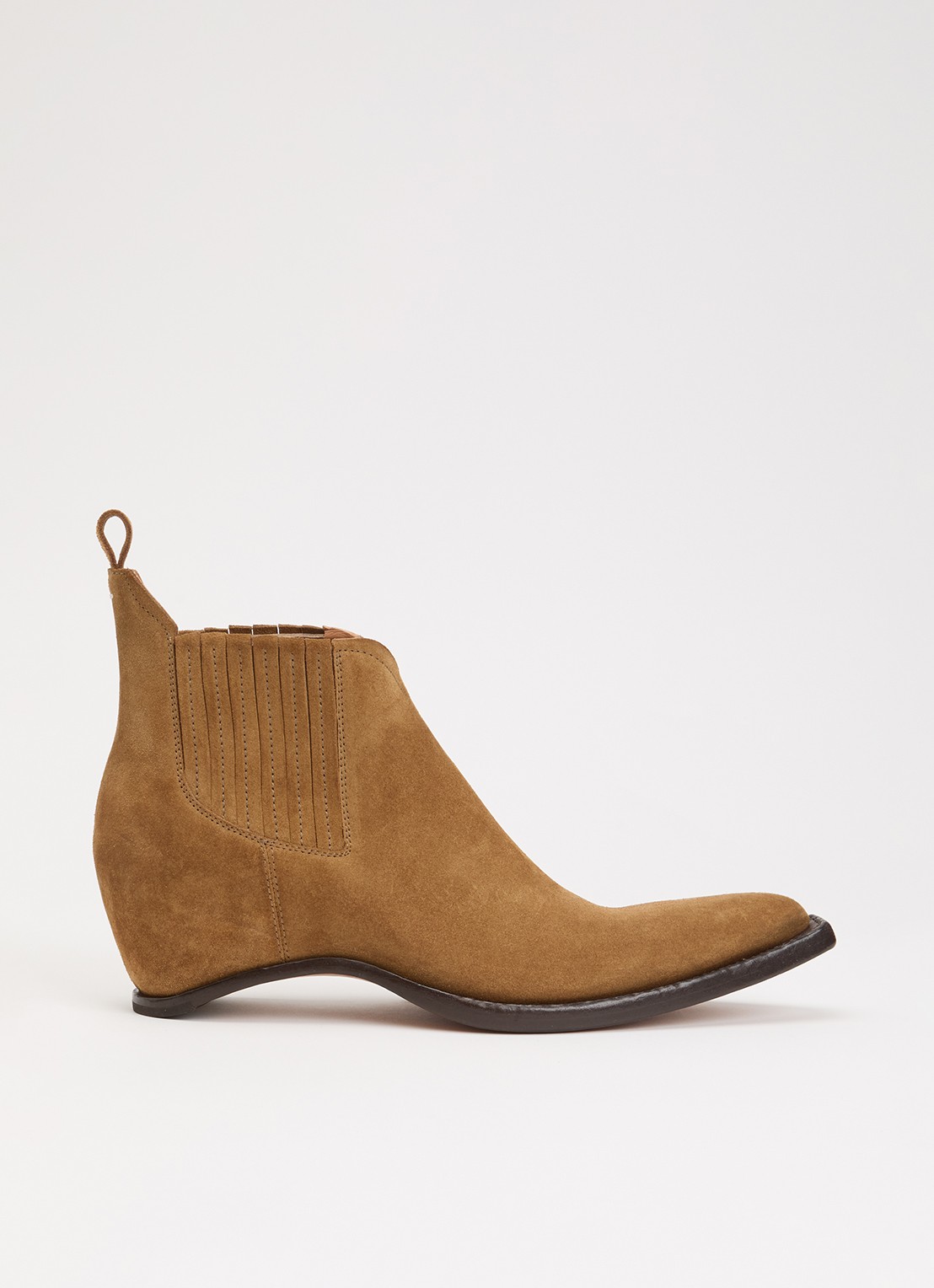 Maison Margiela Western Chelsea boot van suéde  - voorkant lichtbruin