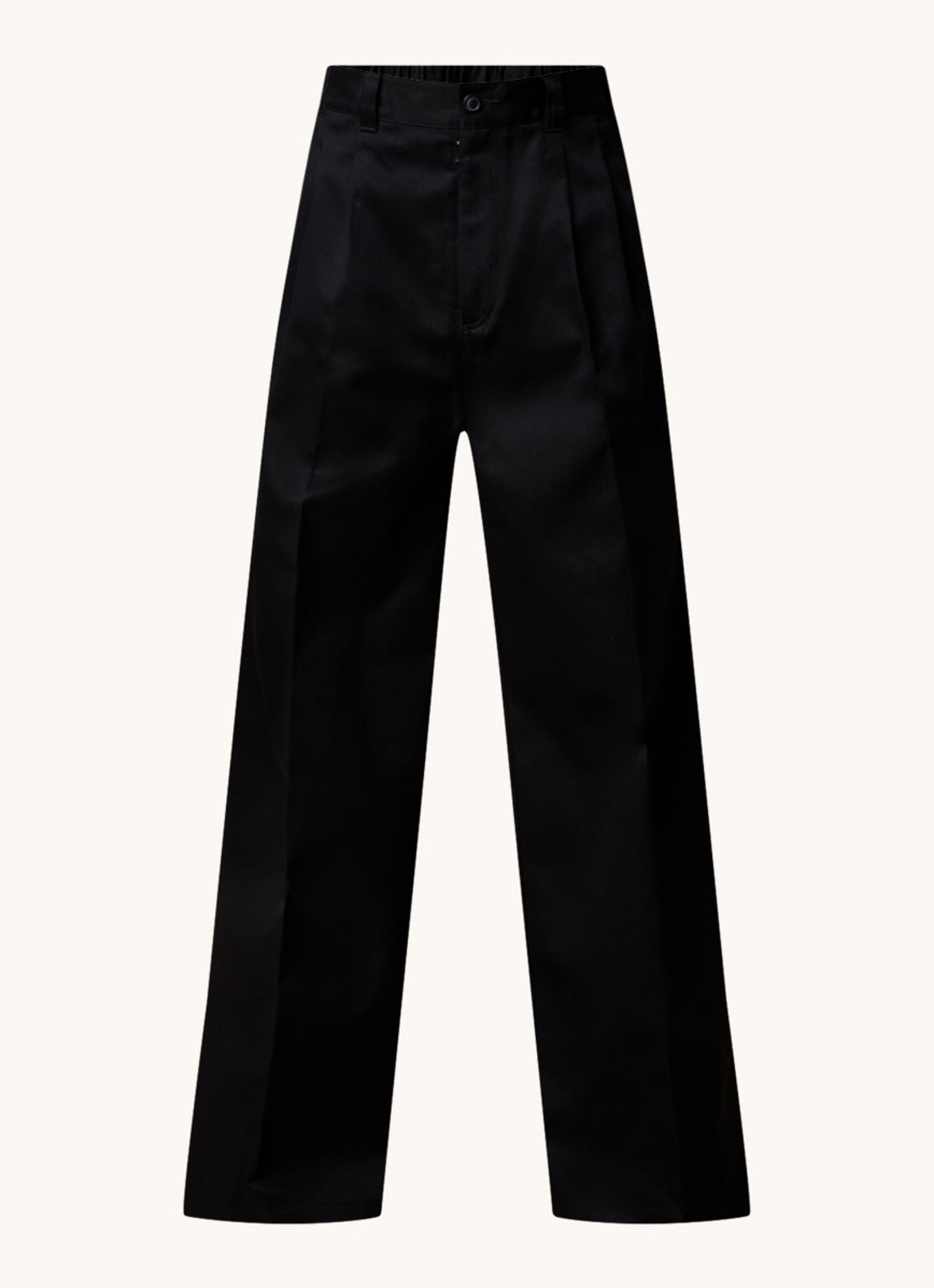 Maison Margiela Wide fit chino met plooidetail en steekzakken   - voorkant zwart