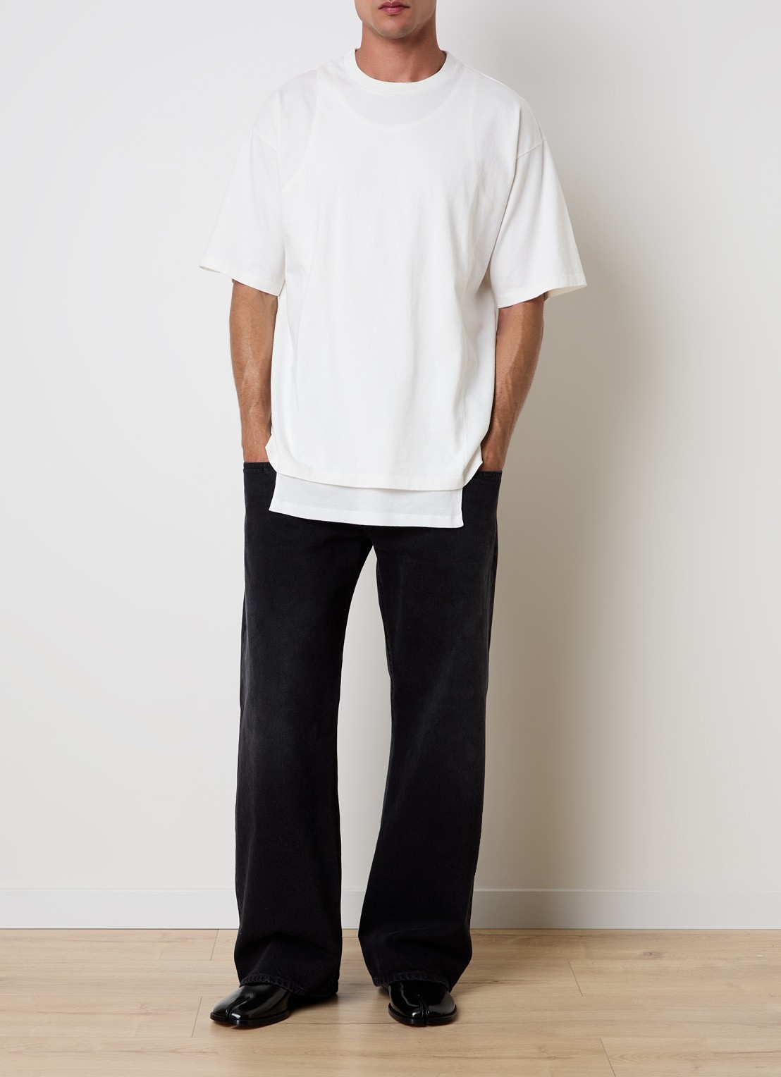 Maison Margiela Wide leg jeans met gekleurde wassing - voorkant 2 zwart