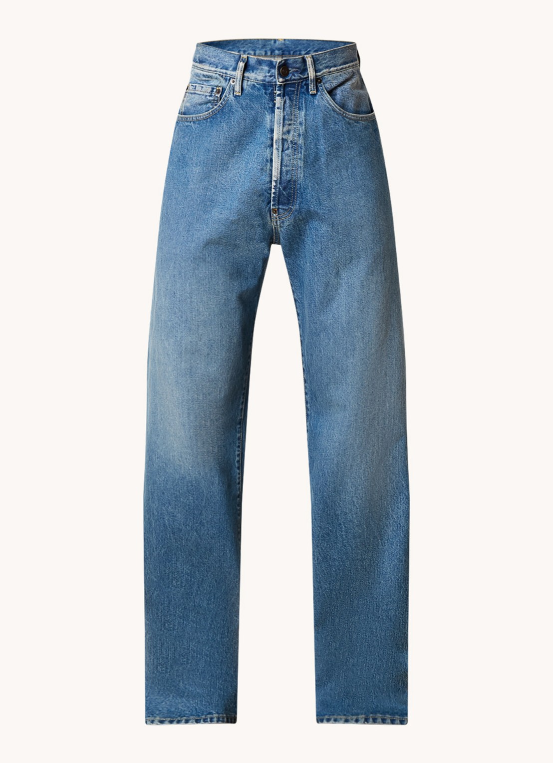 Maison Margiela Wide leg jeans met medium wassing - voorkant indigo