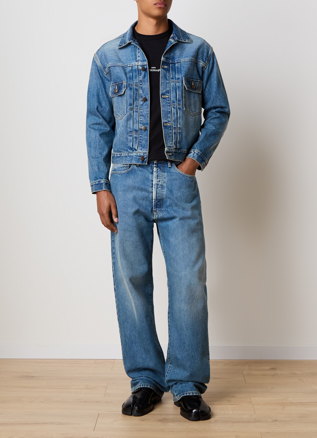 Maison Margiela Wide leg jeans met medium wassing - voorkant 2 indigo