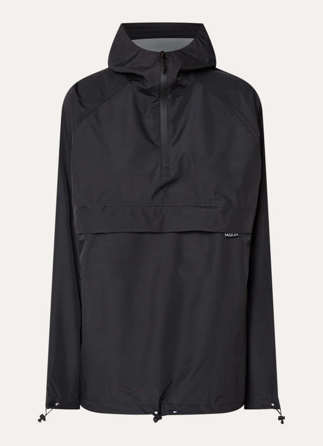 Maium Anorak met capuchon en ritszak  - voorkant 2 zwart