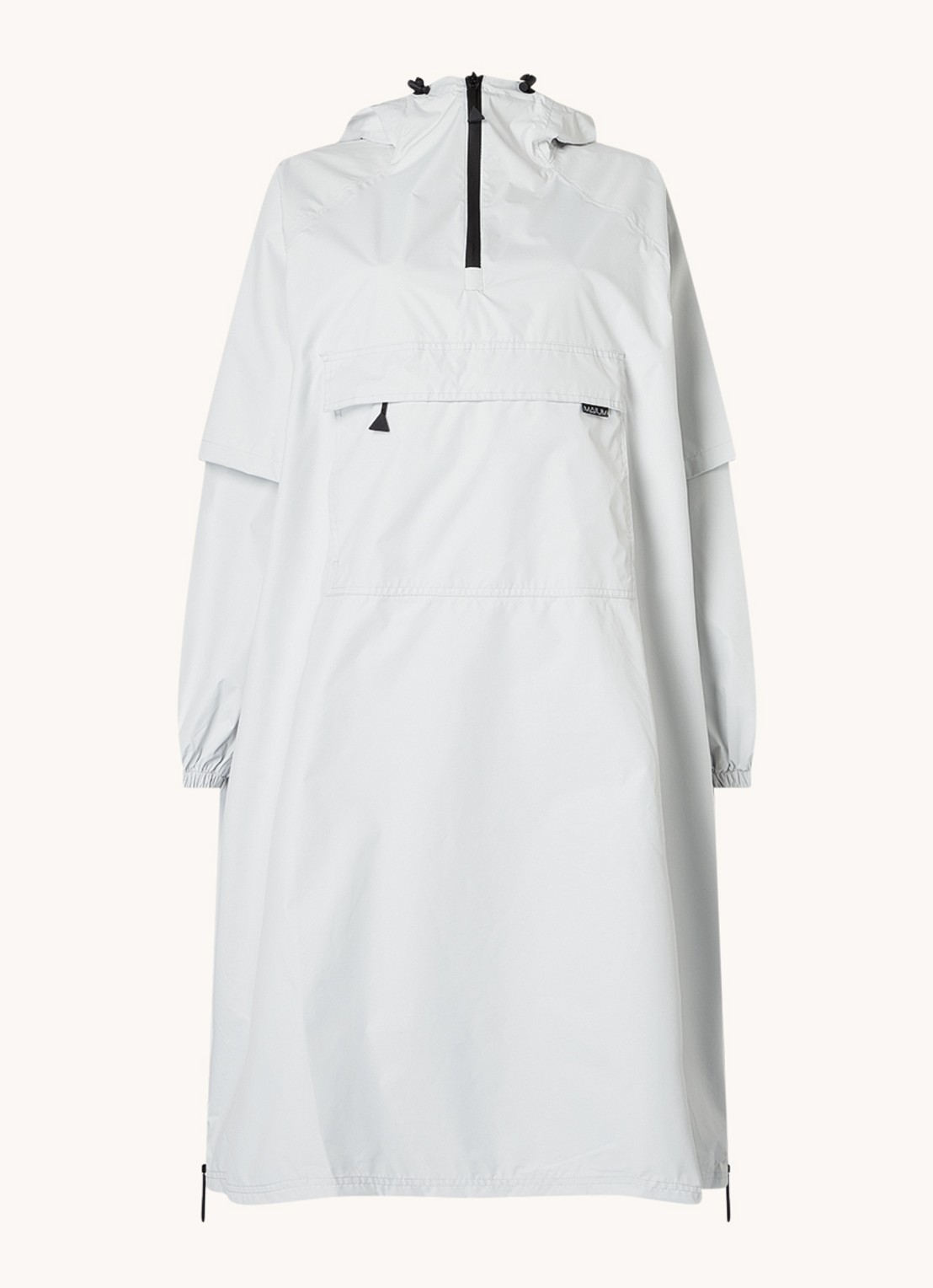 Maium Anorak regenjas met capuchon en ritszak  - voorkant lichtgrijs