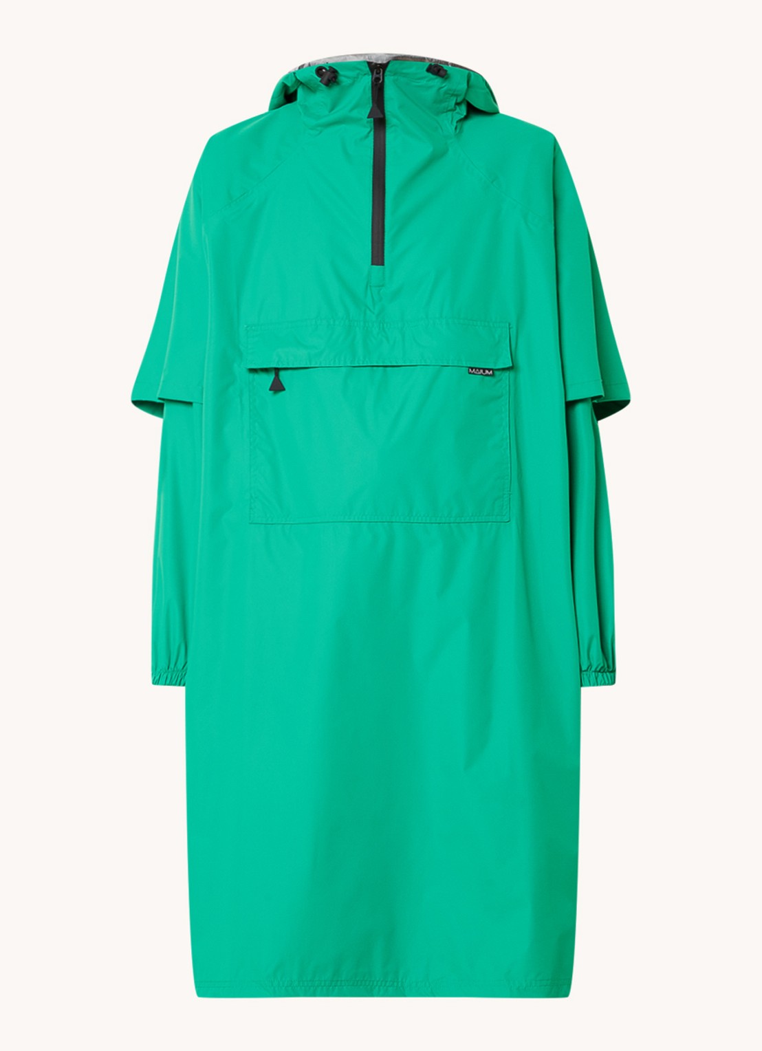 Maium Anorak regenjas met capuchon en ritszak  - voorkant 2 groen