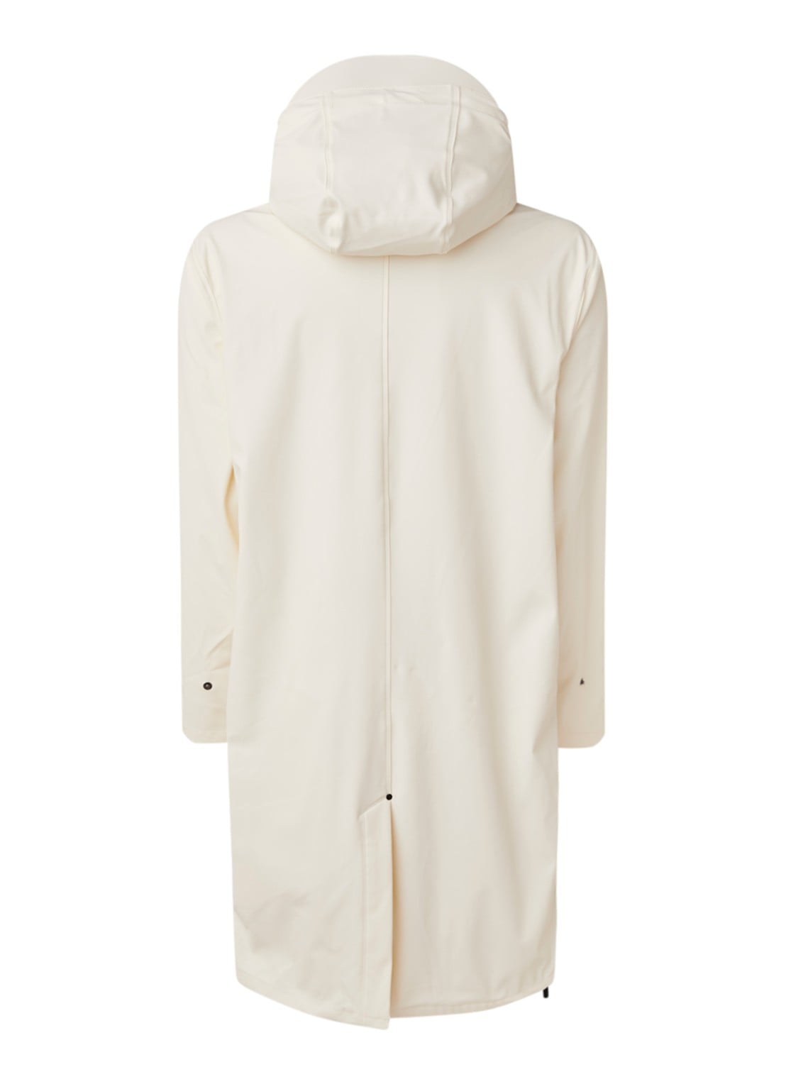 Maium Longline regenjas met capuchon - unisex - achterkant gebroken wit