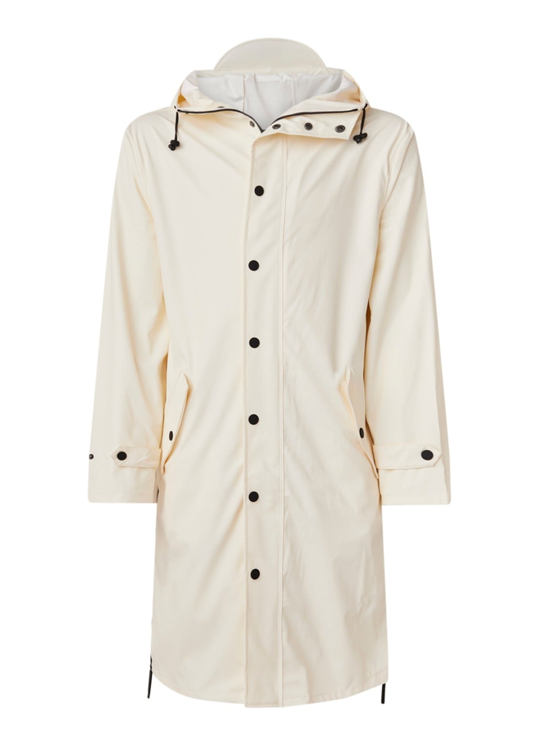 Maium Longline regenjas met capuchon - unisex - voorkant 3 gebroken wit