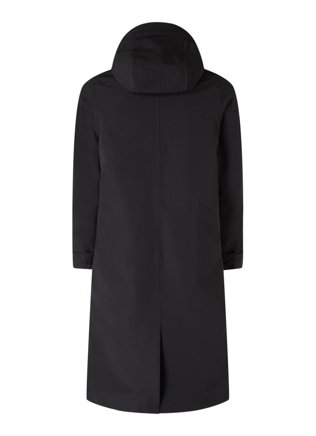 Maium Mac regenjas met afneembare capuchon en klepzakken - unisex - achterkant zwart