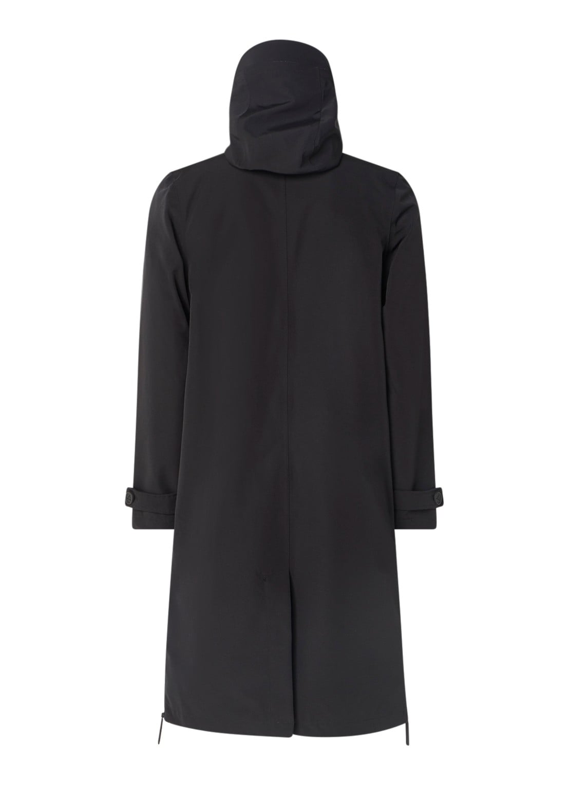 Maium Mac regenjas met afneembare capuchon en klepzakken - unisex - achterkant 2 zwart