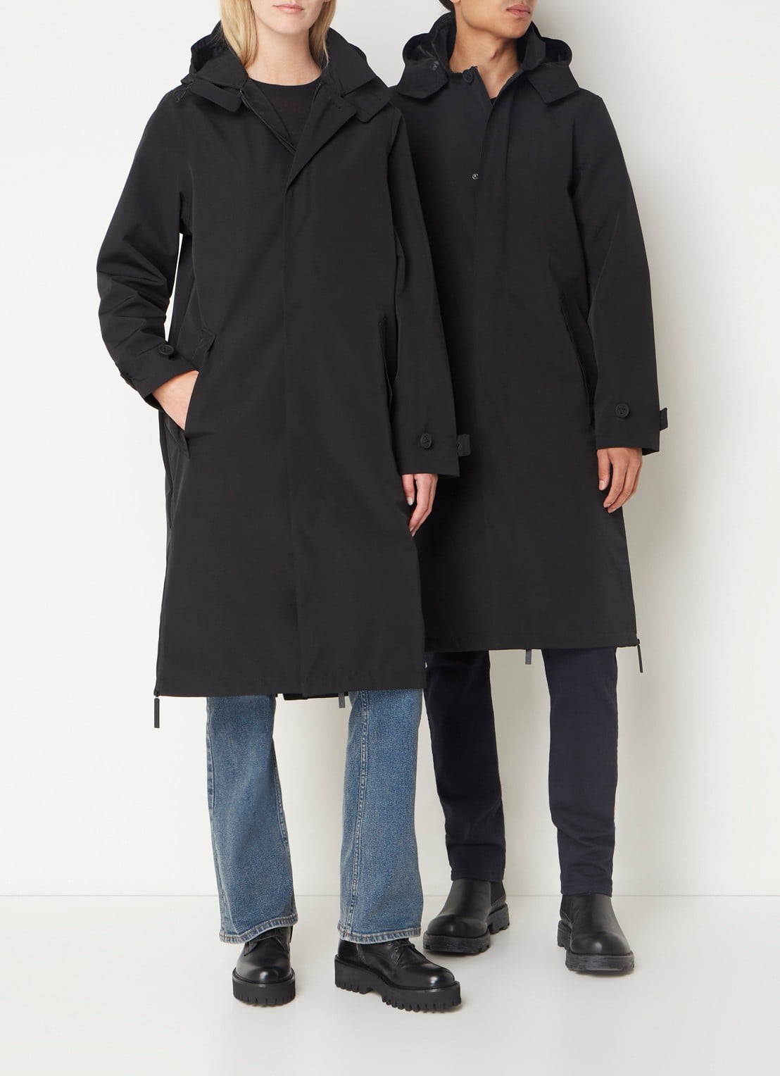 Maium Mac regenjas met afneembare capuchon en klepzakken - unisex - detail 3 zwart