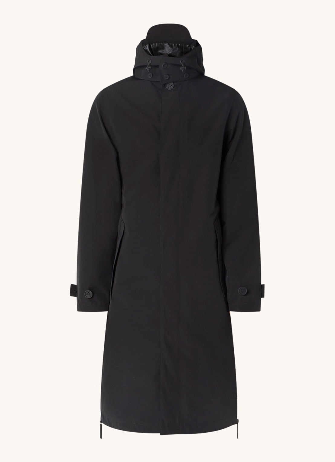 Maium Mac regenjas met afneembare capuchon en klepzakken - unisex - voorkant 5 zwart