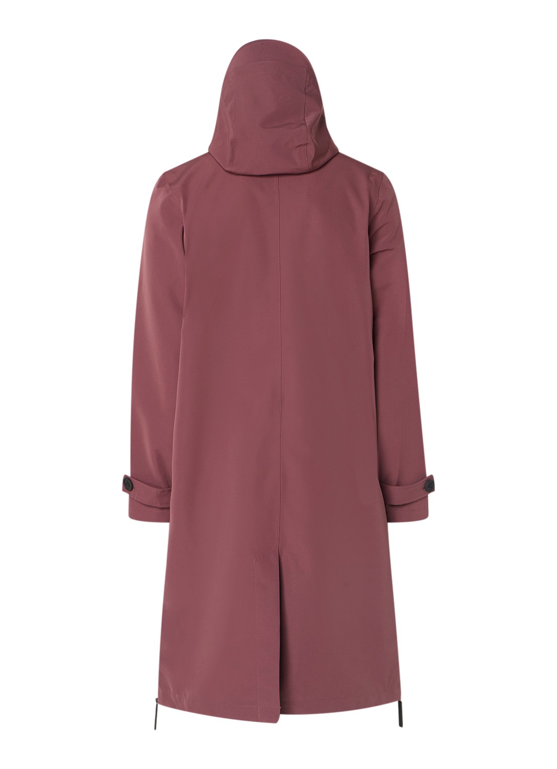 Maium Mac regenjas met afneembare capuchon en klepzakken - unisex - achterkant 2 bordeauxrood