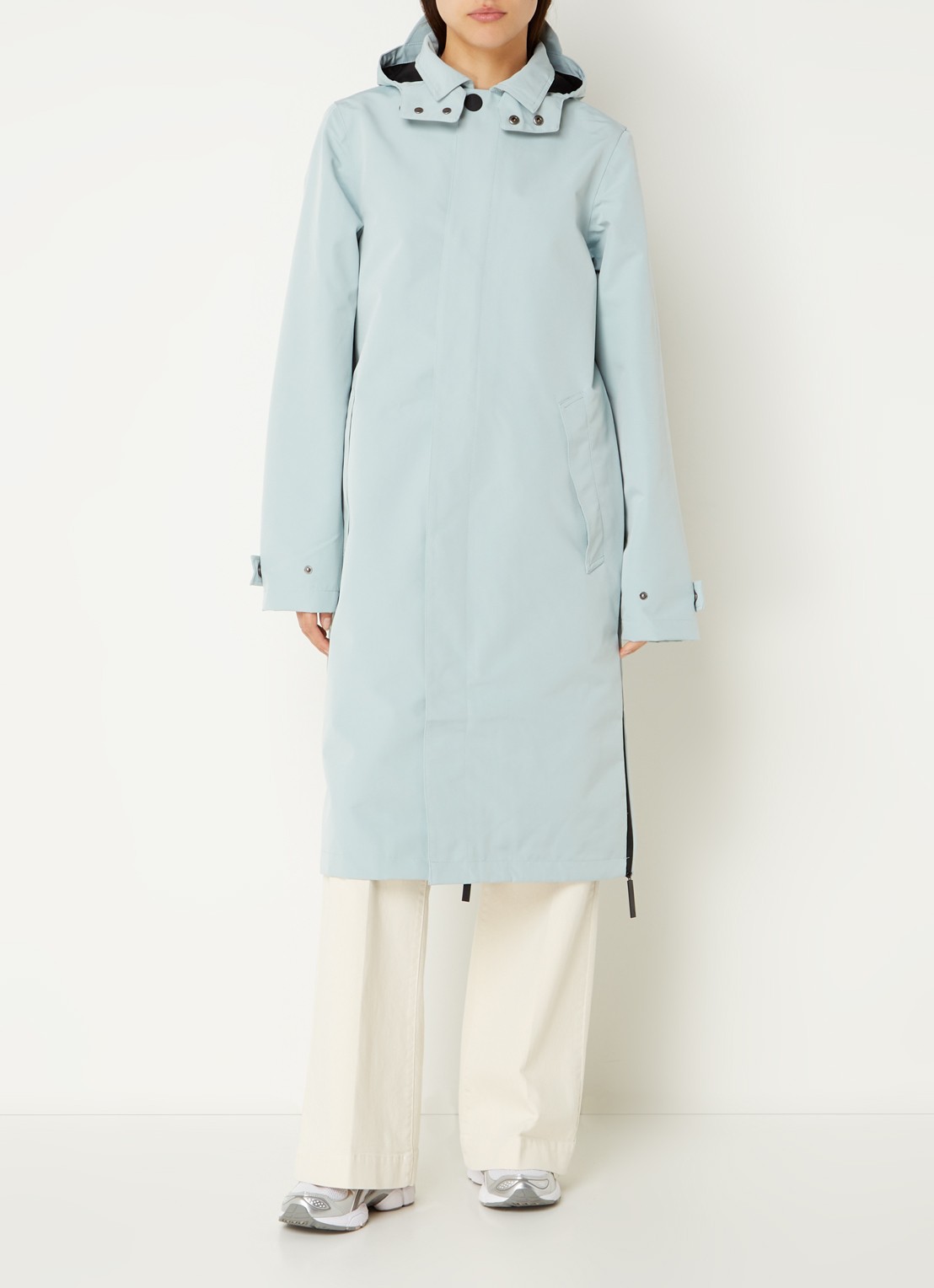 Maium Mac regenjas met afneembare capuchon - unisex - detail mint
