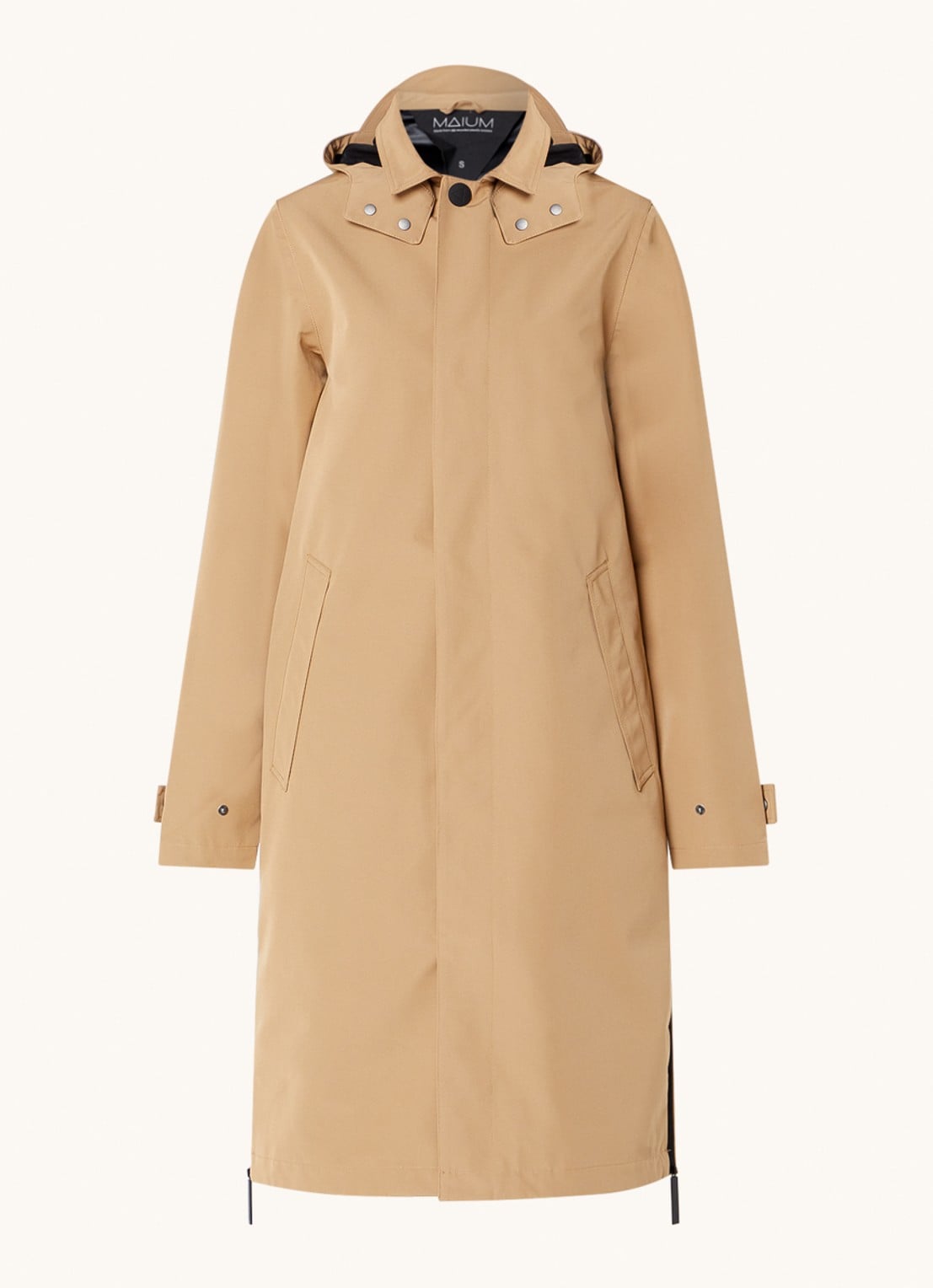 Maium Mac regenjas met afneembare capuchon - unisex - voorkant camel