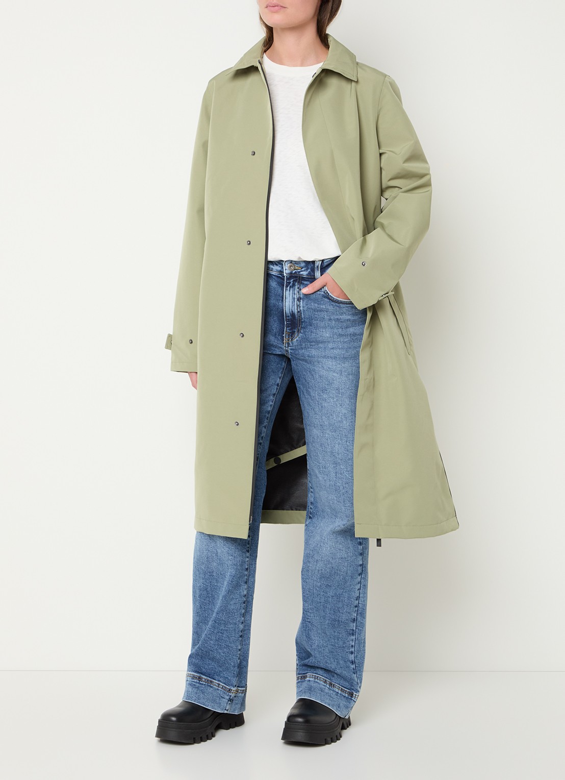 Maium Mac regenjas met afneembare capuchon - unisex - voorkant 2 lichtgroen