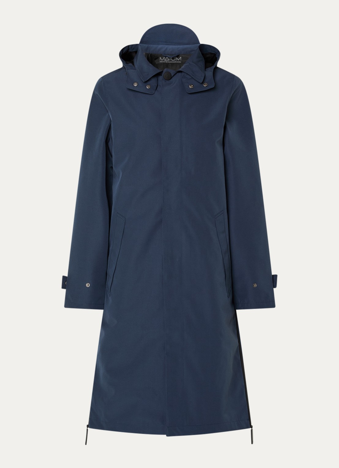 Maium Mac regenjas met afneembare capuchon - unisex - voorkant donkerblauw