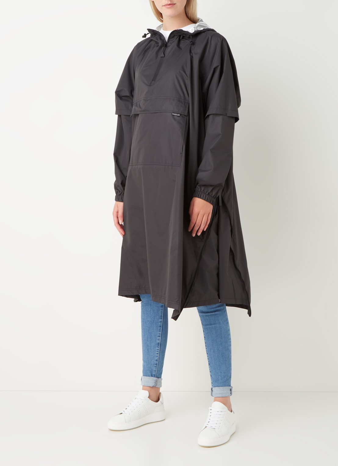 Maium Regenjas met capuchon - unisex - voorkant 3 zwart