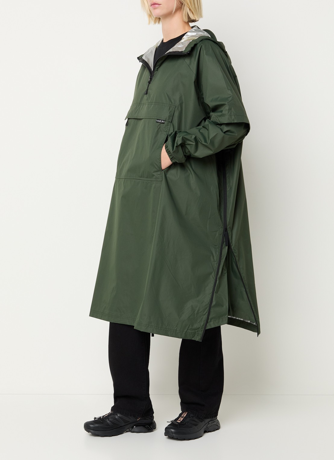 Maium Regenjas met capuchon - unisex - detail 3 donkergroen