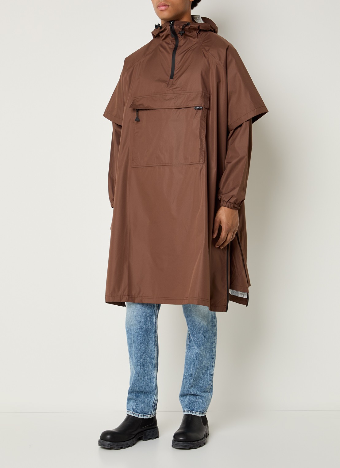 Maium Regenjas met capuchon - unisex - detail 3 hazelnootbruin