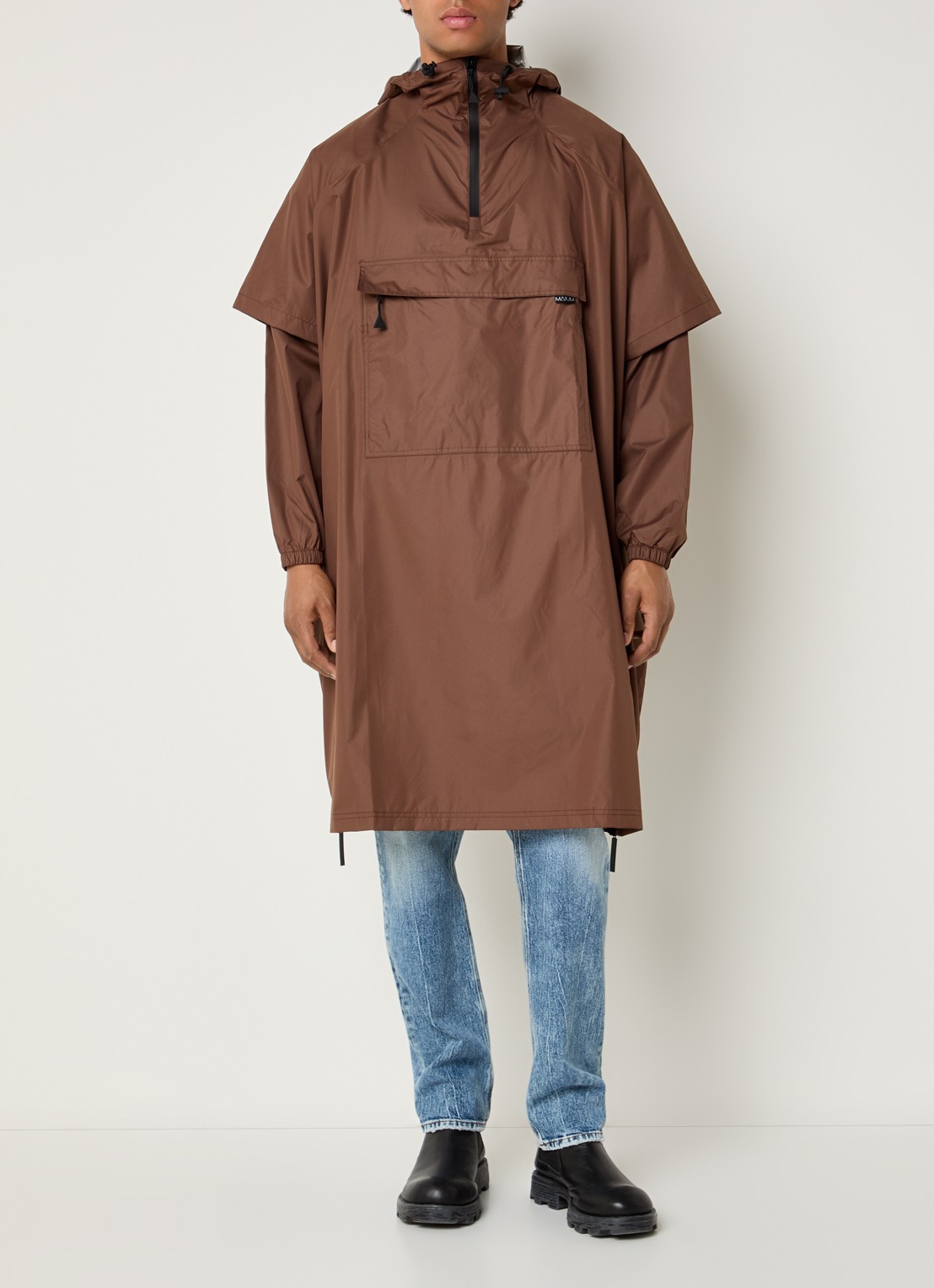 Maium Regenjas met capuchon - unisex - voorkant 2 hazelnootbruin