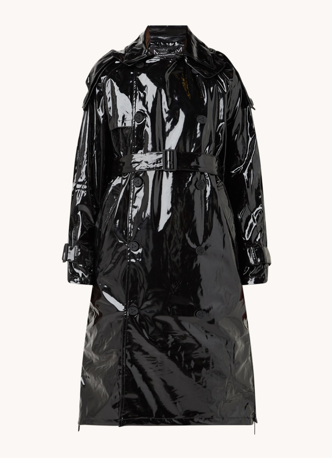 Maium Trenchcoat met steekzakken en afneembare capuchon - voorkant 3 zwart
