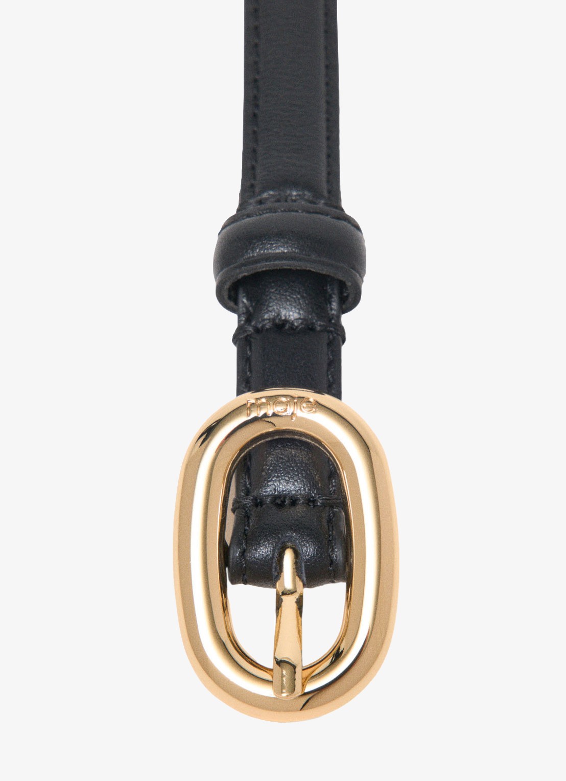 Maje Aminioval riem van leer - detail 3 zwart