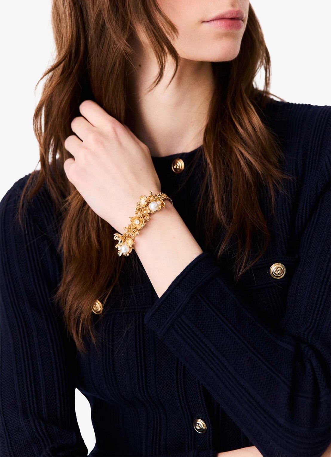Maje Armband met glaskralen - voorkant 7 goud