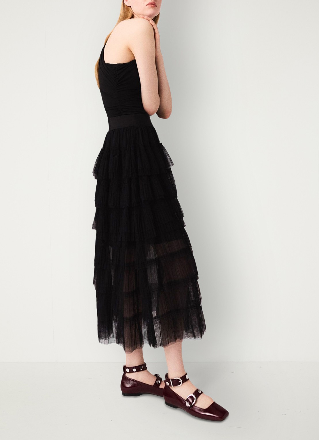 Maje Asymmetrische one shoulder body - detail 4 zwart