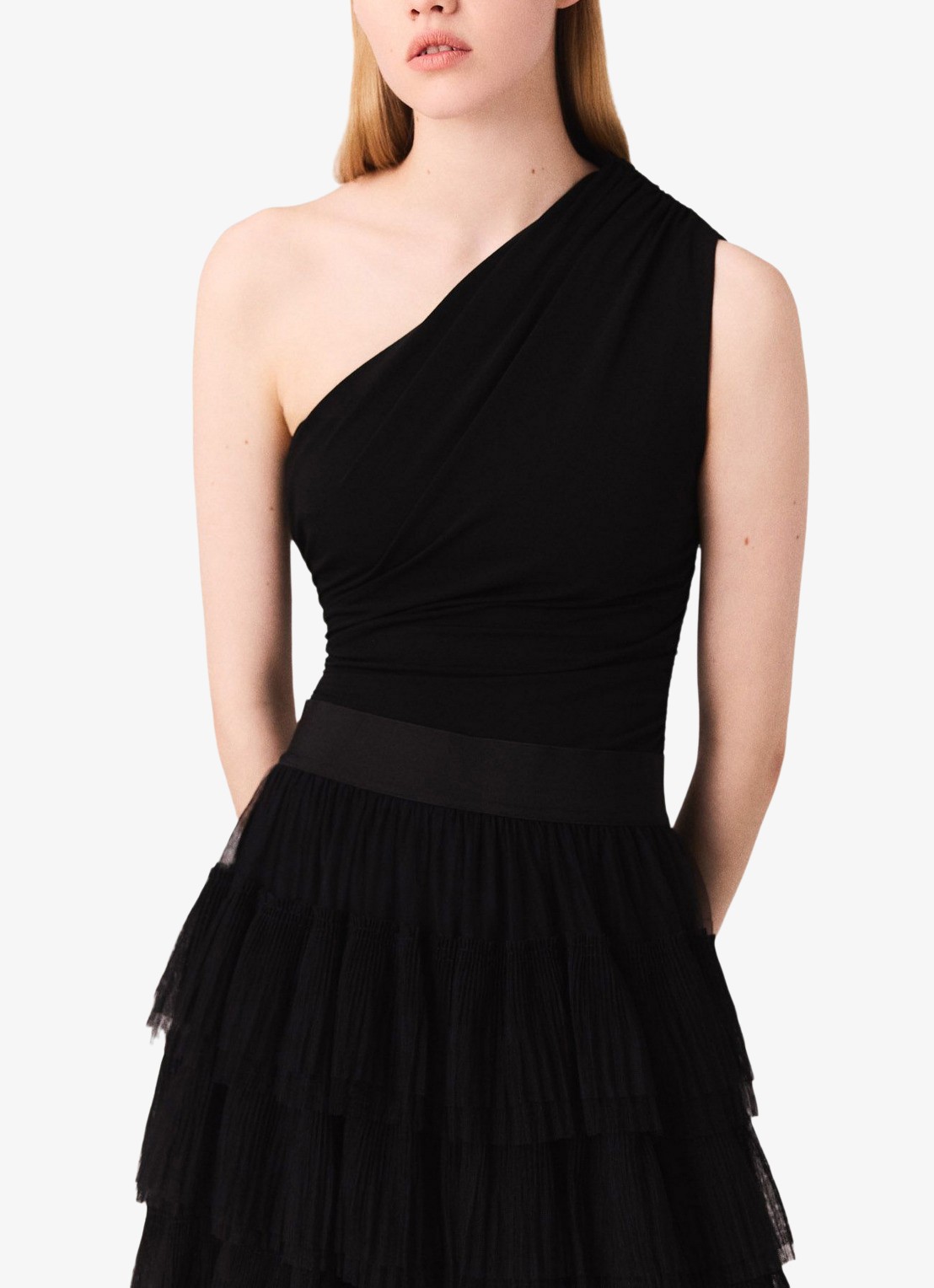Maje Asymmetrische one shoulder body - detail 6 zwart